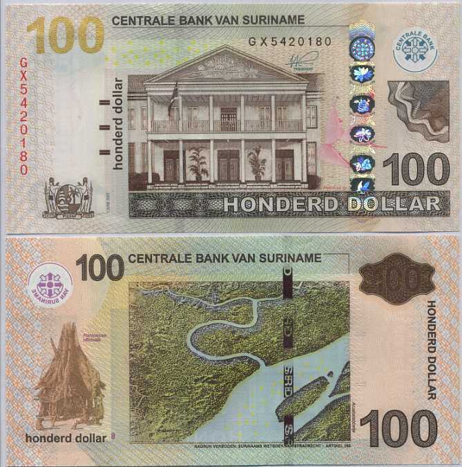 Suriname 100 Dollars 2020 P 166 UNC