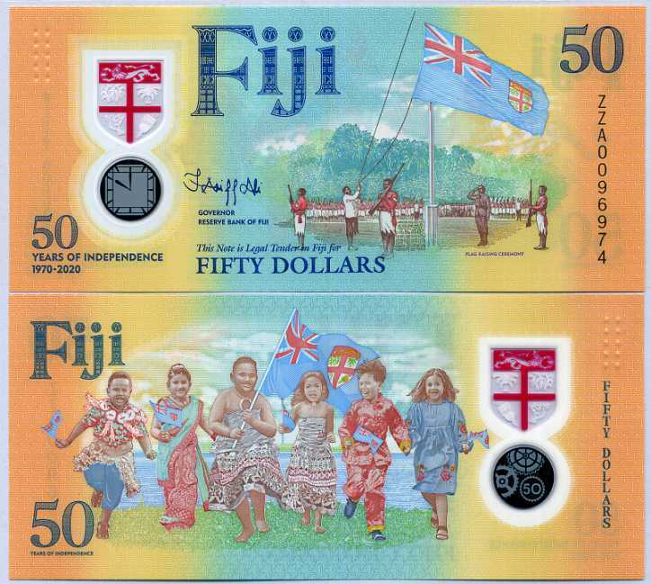 Fiji 50 Dollars ND 2020 Independence 50th P 121 ZZA Replacement Polymer UNC