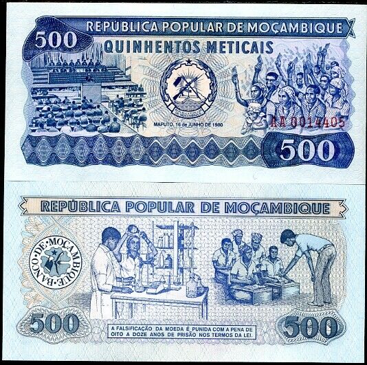 MOZAMBIQUE 500 METICAIS 1980 P 127 UNC