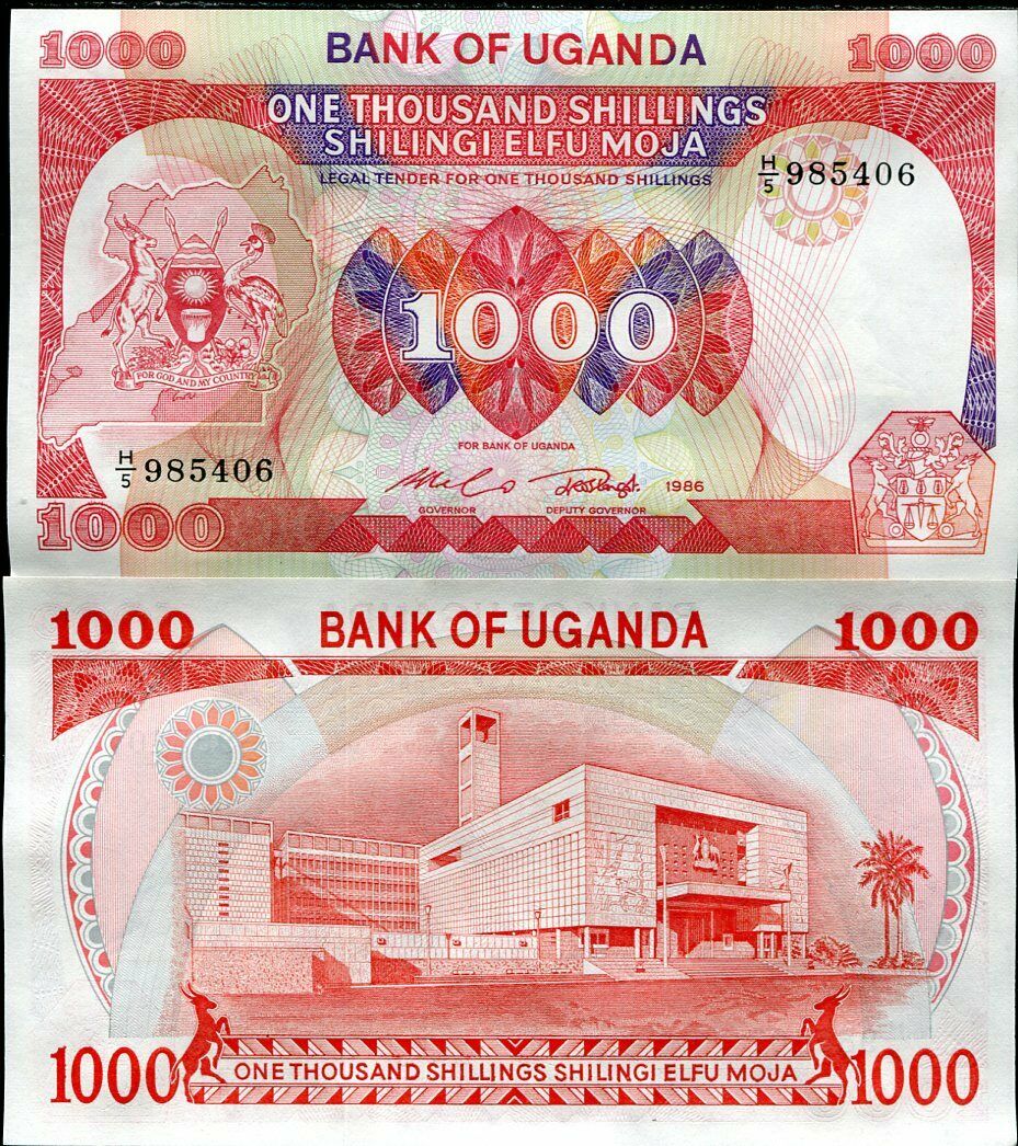 UGANDA 1000 1,000 SHILLINGS 1986 P 26 UNC
