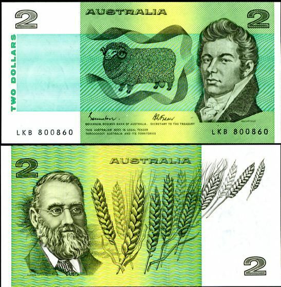 Australia 2 Dollar ND 1985 P 43 e Johnston Fraser UNC