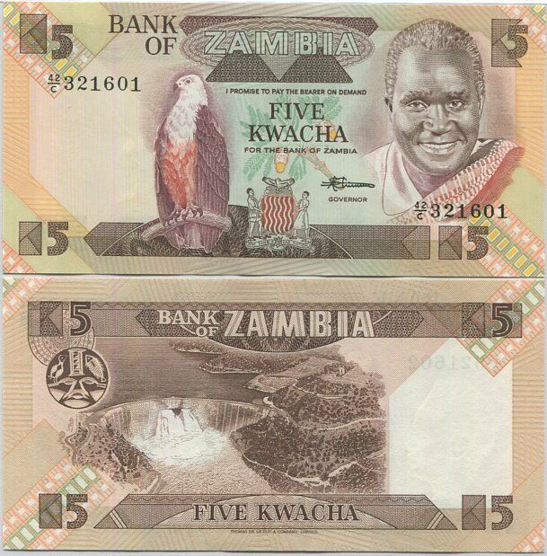 Zambia 5 Kwacha ND 1980-1988 P 25 d UNC