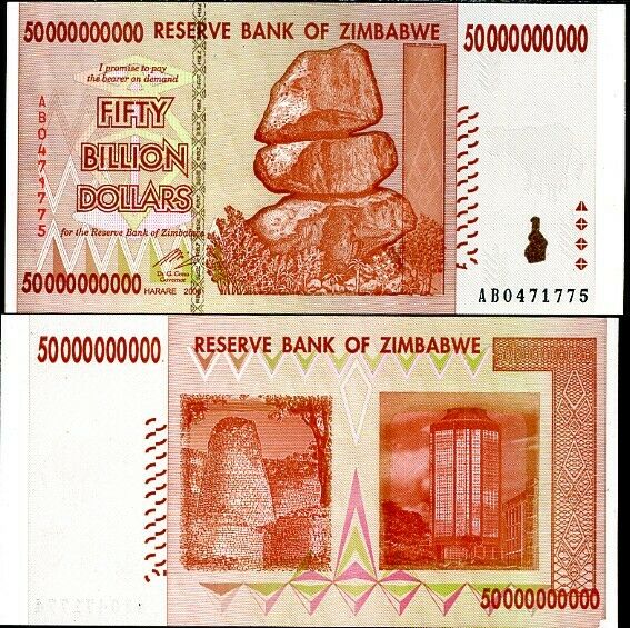 Zimbabwe 50 Billion Dollars 2008 P 87 UNC