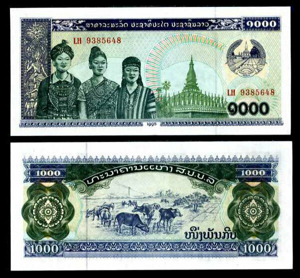 Laos 1000 Kip 1995 P 32 UNC