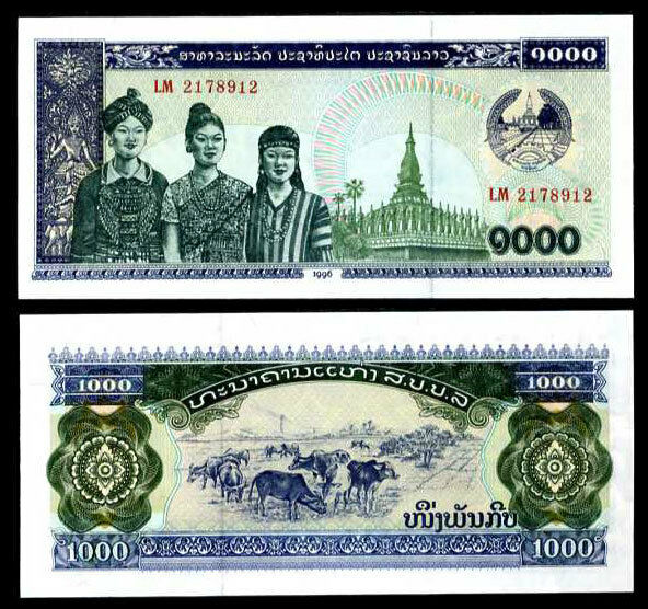 Laos 1000 Kip 1996 P 32 UNC