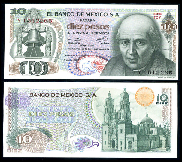 MEXICO 10 PESOS 1975 P 63 UNC