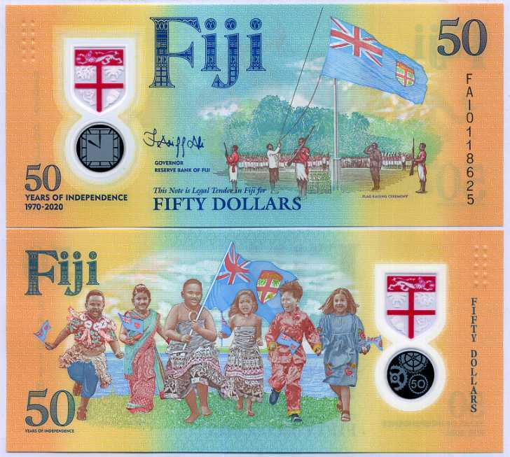 Fiji 50 Dollars ND 2020 Independence 50th P 121 Polymer UNC