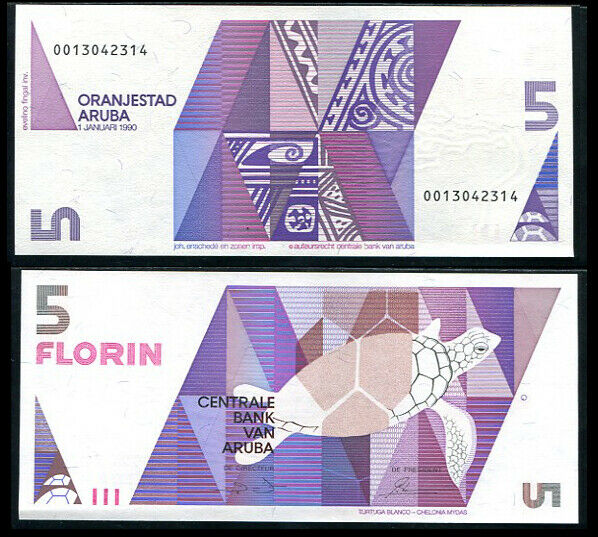 Aruba 5 Florins 1990 P 6 UNC