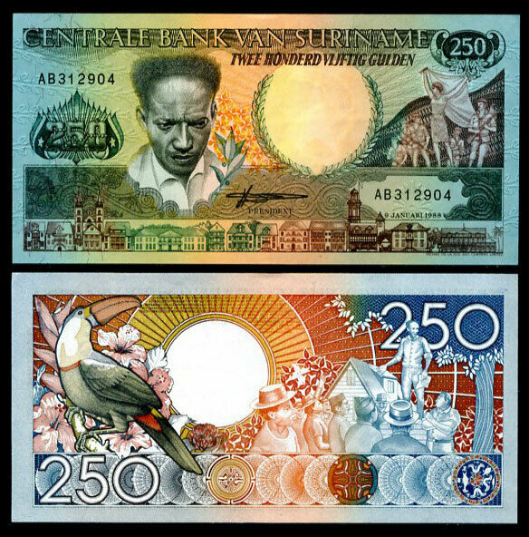 Suriname 250 Gulden 1988 P 134 AUnc