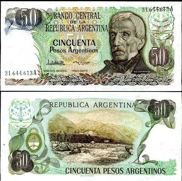 Argentina 50 Pesos ARGENTINOS 1983 P 314 UNC LOT 5 PCS
