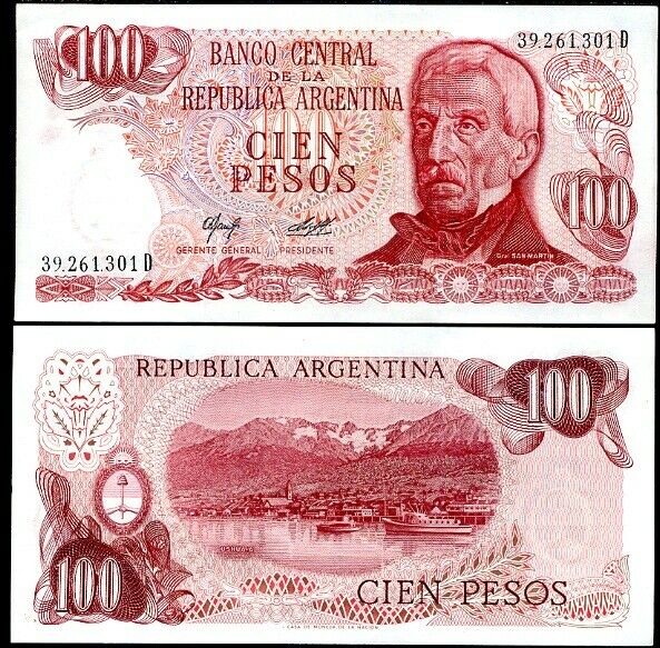 ARGENTINA 100 PESOS ND 1976-1978 P 302 AUNC