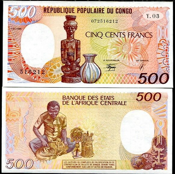 Congo 500 Francs 1990 P 8 UNC