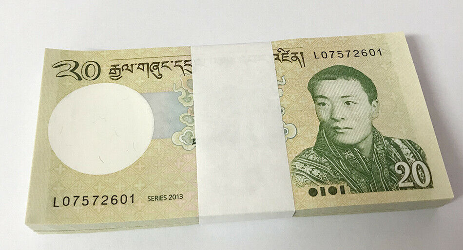 Bhutan 20 Ngultrum 2013 P 30 UNC LOT 100 PCS 1 BUNDLE