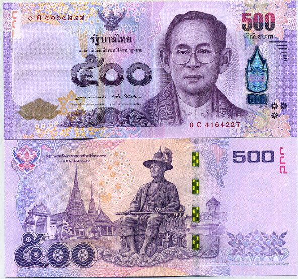 THAILAND 500 BAHT ND 2014 P 121 SIGN 87 Apisak  Veerathai UNC