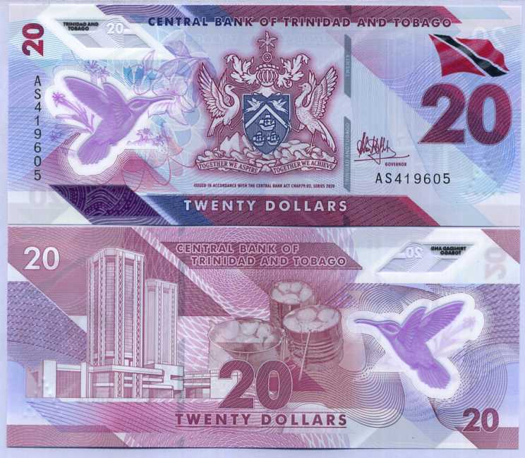 Trinidad & Tobago 20 Dollars 2020/2021 Polymer P 63 UNC