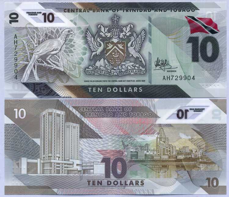 Trinidad & Tobago 10 Dollars 2020/2021 Polymer P 62 UNC