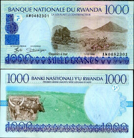Rwanda 1000 Francs 1998 P 27 UNC