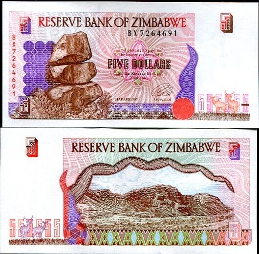 Zimbabwe 5 Dollars 1997 P 5 UNC