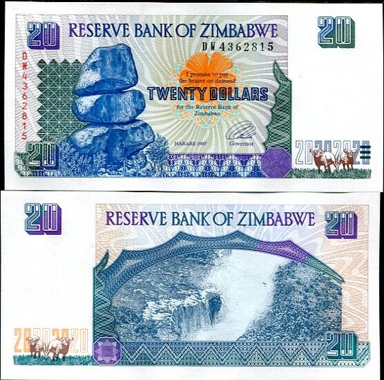 Zimbabwe 20 Dollars 1997 P 7 UNC