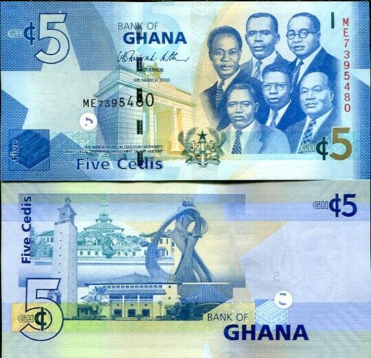 GHANA 5 CEDIS 2010 P 38 UNC