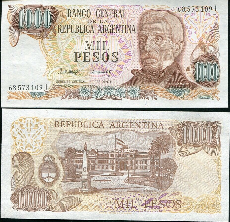 ARGENTINA 1000 PESOS 1976 P 304 d UNC