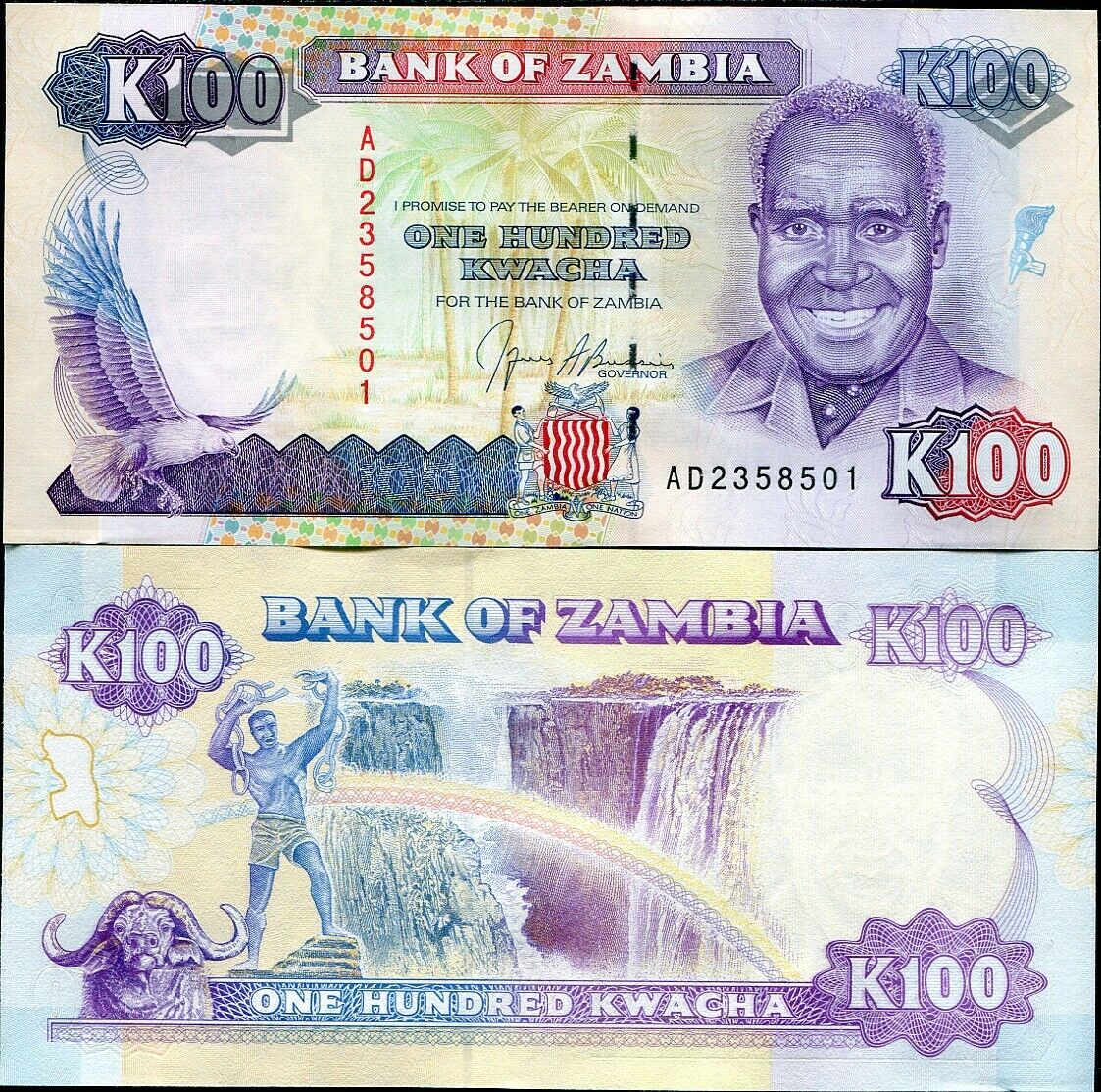 Zambia 100 Kwacha 1991 P 34 UNC