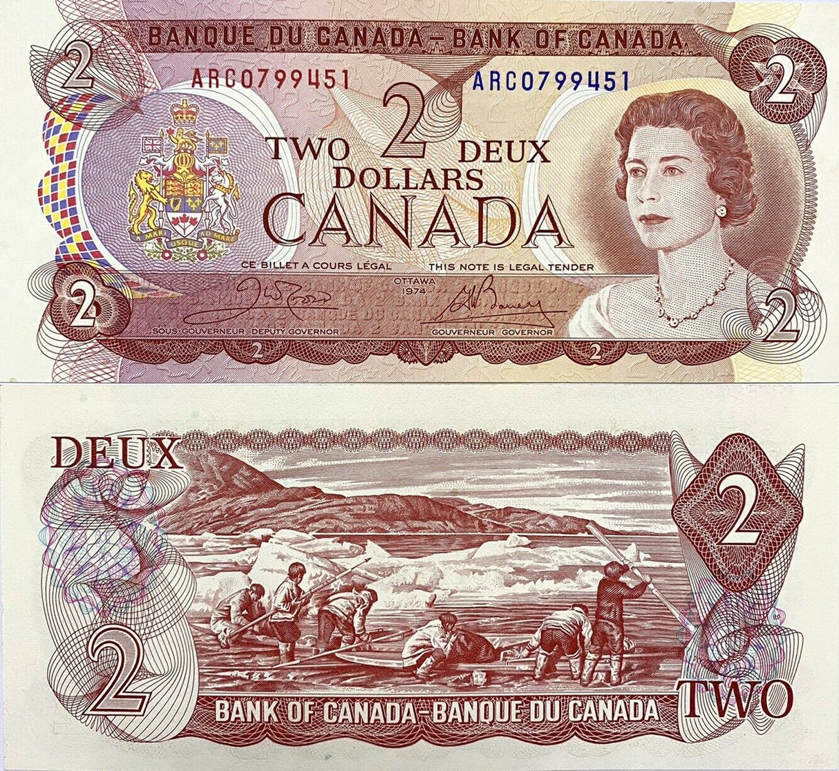 Canada 2 Dollars 1974 P 86 b Sign Crow & Bouey UNC