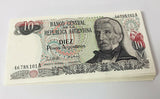 Argentina 10 Pesos ND 1983-1984 P 313 UNC Lot 25 Pcs 1/4 Bundle