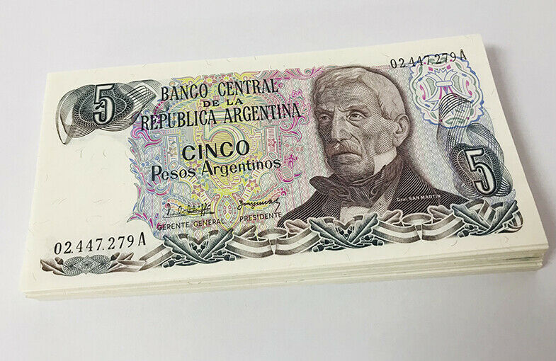 Argentina 5 Pesos ND 1983 P 312 UNC Lot 25 Pcs 1/4 Bundle