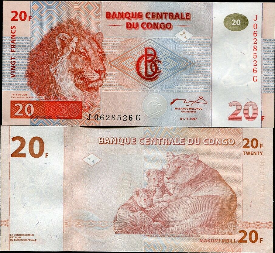 Congo 20 Francs 1997 P 88A AUnc