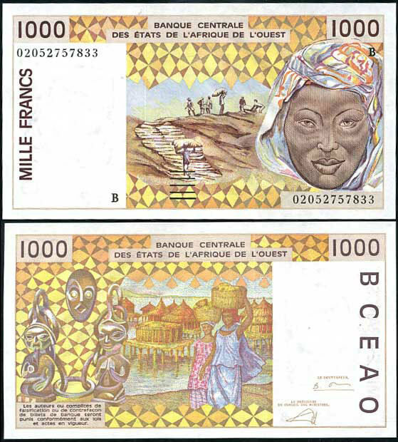 West African States Benin 1000 Francs 2002 P 211 bm UNC