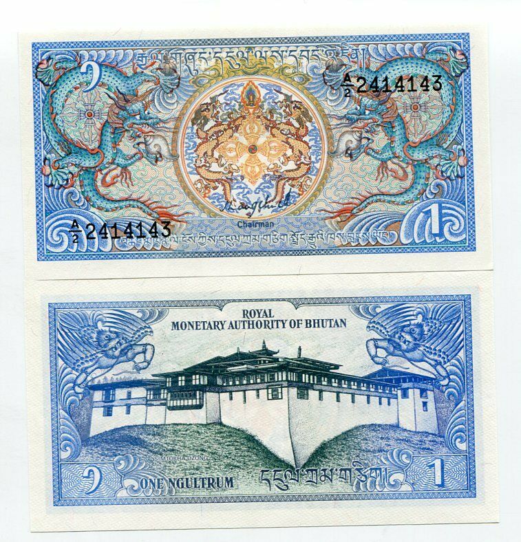 Bhutan 1 Ngultrum ND 1986 P 12 a SIGN 1 UNC