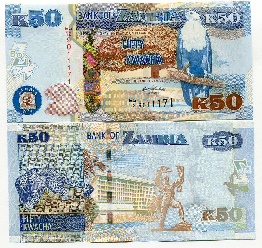 ZAMBIA 50 KWACHA 2014 P 53 UNC