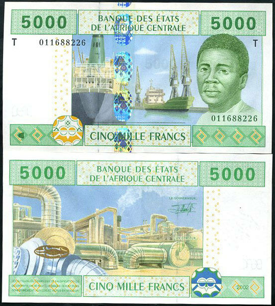Central African States Congo 5000 Francs 2002 P 109 T UNC