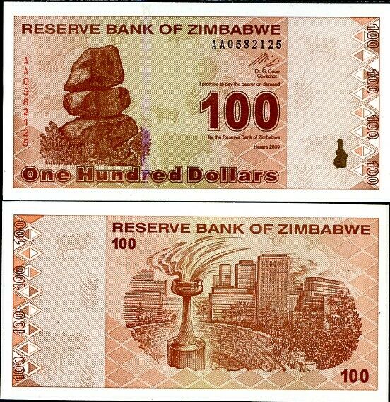 Zimbabwe 100 Dollars 2009 P 97 UNC