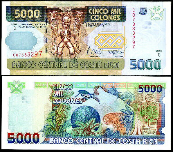 Costa Rica 5000 Colones 1999 P 268 UNC