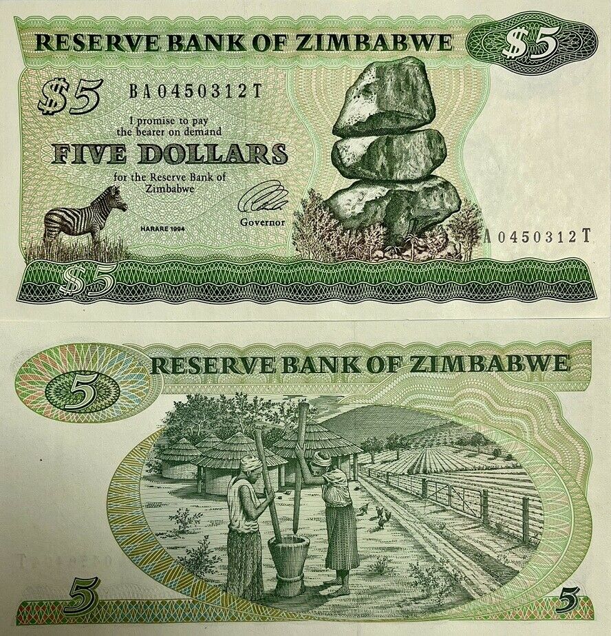 Zimbabwe 5 Dollars 1994 P 2 e UNC