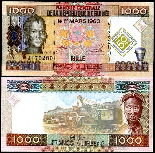 Guinea 1000 Francs 2010 Comm P 43 UNC