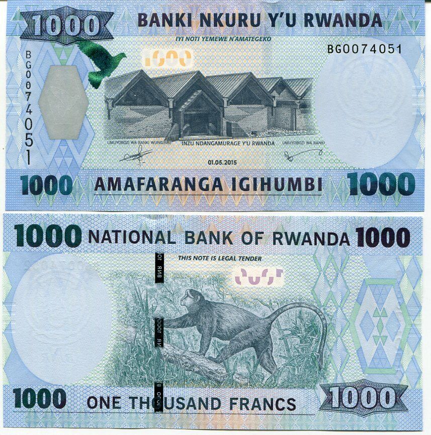 Rwanda 1000 Francs 2015 P 39 UNC