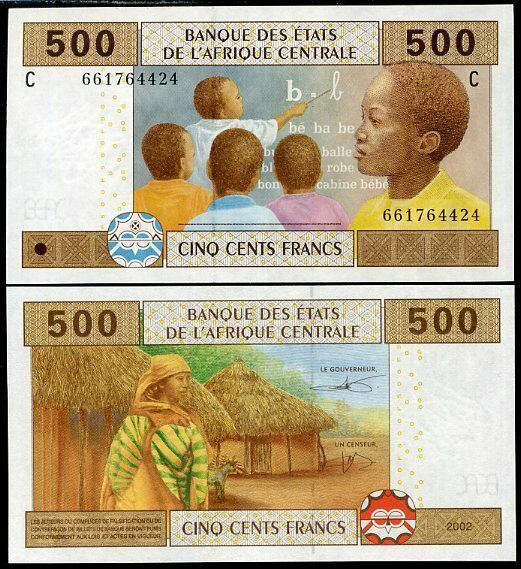 Central African States Chad 500 Francs 2002 P 606 C NEW SIGN UNC