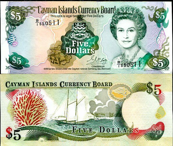 Cayman Islands 5 Dollars 1996 P 17 UNC