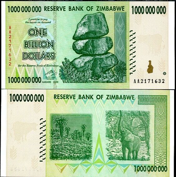 Zimbabwe 1 Billion Dollars 2008 P 83 UNC