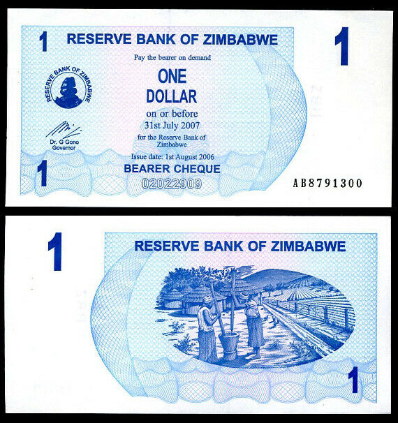 Zimbabwe 1 Dollar 2006 P 37 UNC Lot 10 Pcs