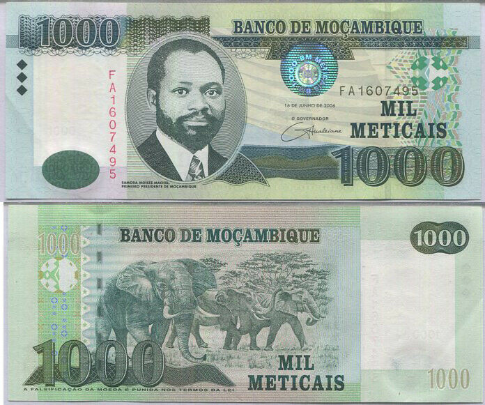 MOZAMBIQUE 1000 METICAIS 2006 P 148 UNC