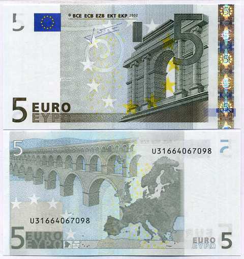 Euro 5 Euros 2002 France Random Plate P 8 U UNC