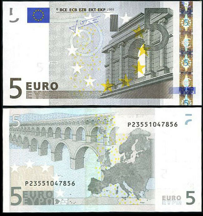 Euro 5 Euro Netherlands 2002 P 8 P Random Plate UNC