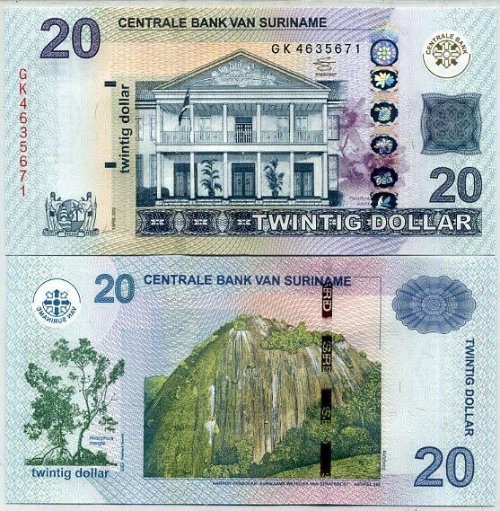 Suriname 20 Dollars 2012 P 164 UNC