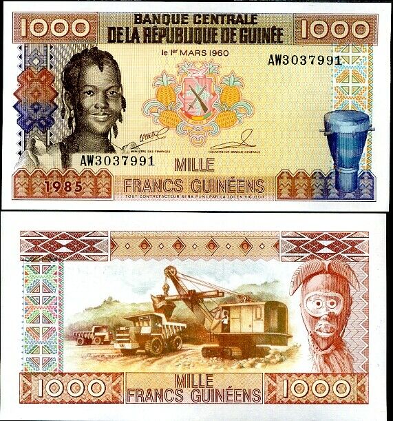 Guinea 1000 Francs 1985 P 32 UNC