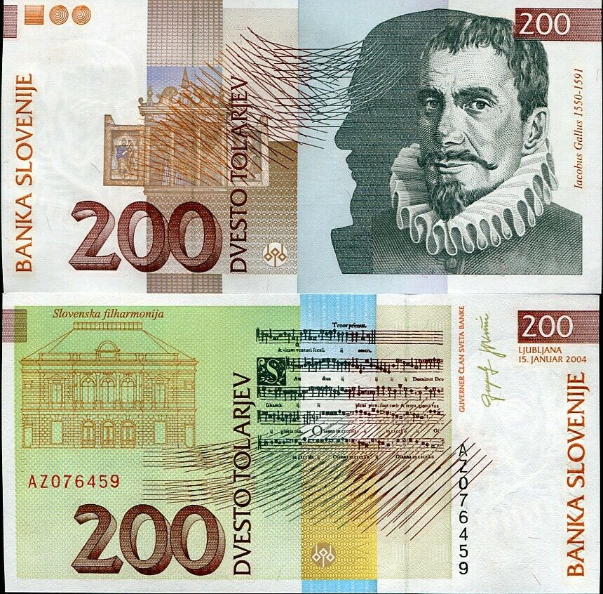 Slovenia 200 Tolarjev 2004 P 15 AZ Replacement UNC