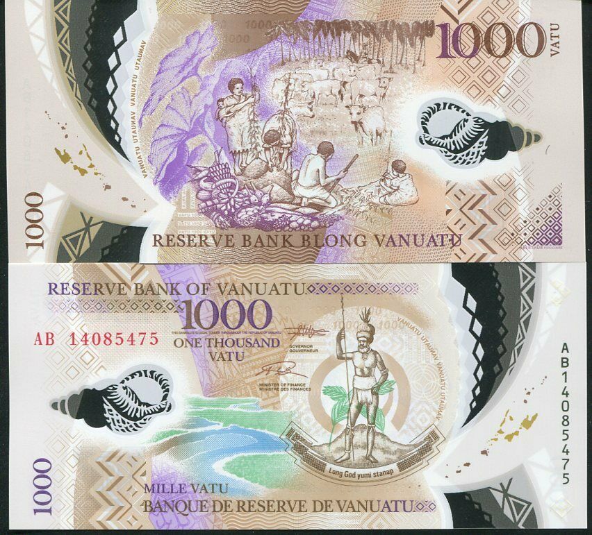 VANUATU 1000 VATU ND 2014 P 13 POLYMER UNC